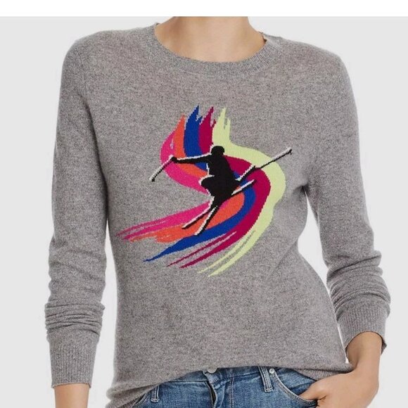 Womens ski sweater Cashmere by Aqua bloomingdales gray size large like new - Picture 1 of 7